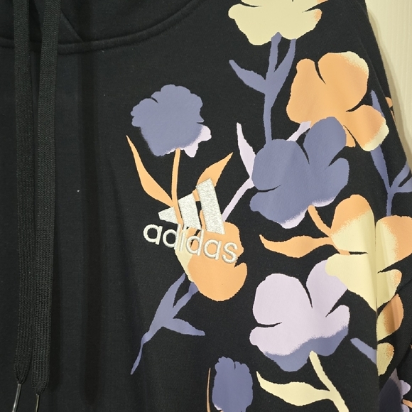 Adidas Black Hoodie with Pastel Floral Accents - Picture 2 of 6